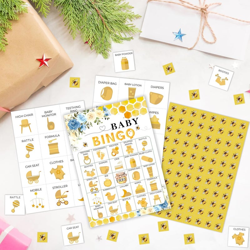 Mueddur Baby Shower Bingo Card, Bumble Bee Game For Adults Large Group Family Friends, Gender Neutral Baby Shower Bingo Set, Honey Bee Bingo Kit For Gender Reveal Party, Holiday Games For 24 Players -08 - Image 3